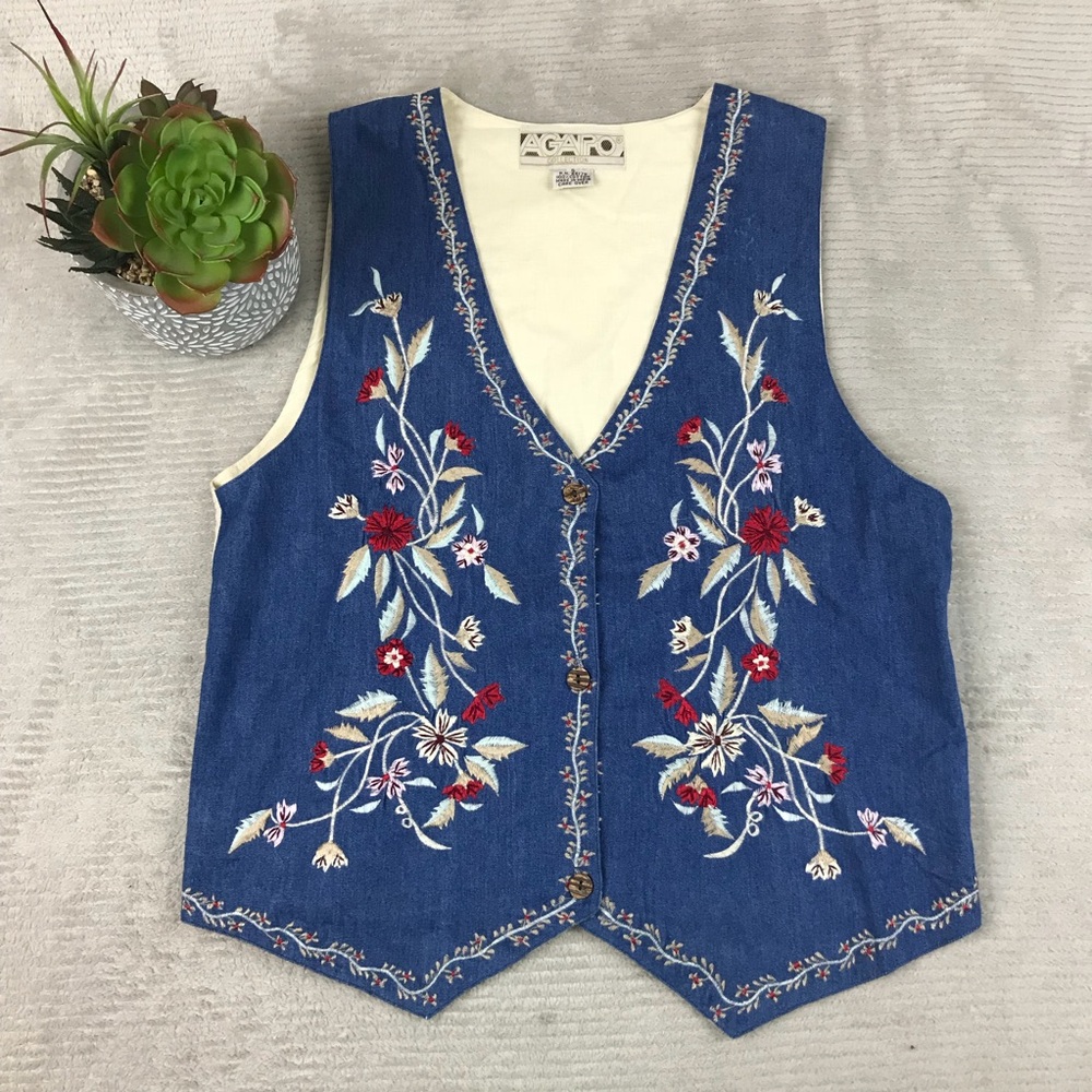 Agapo Vintage Embroidered Vest - Wild Flowers